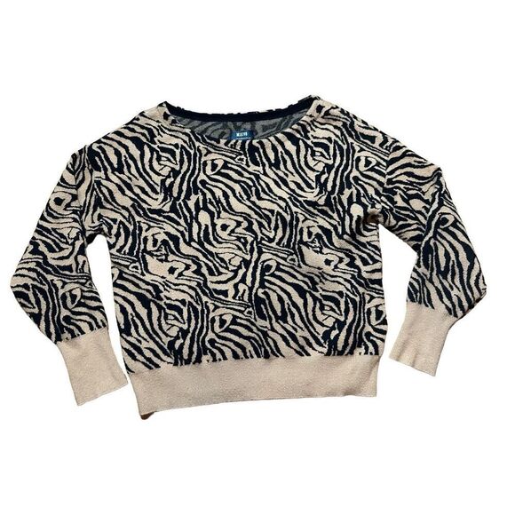 Anthropologie Maeve Boat Neck Sweater Tiger Stripe in Camel Tan & Black Sz M - Picture 4 of 10
